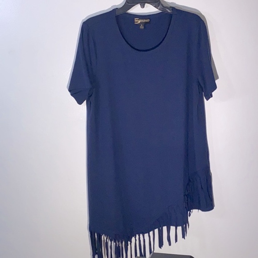 Serena Williams Navy Blue Fringe Tunic Top Size XL